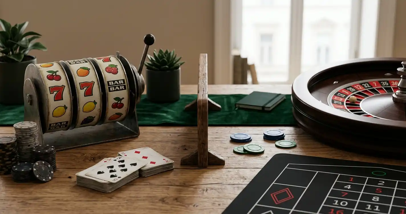 Conceptual illustration of varied digital casino game categories